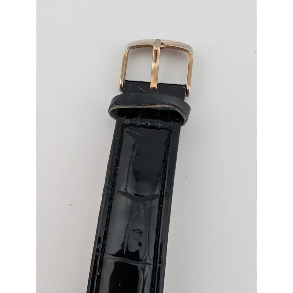 Stauer Sirene Watch Women 38mm Rose Gold Tone Black Leather‎ Band- New Battery